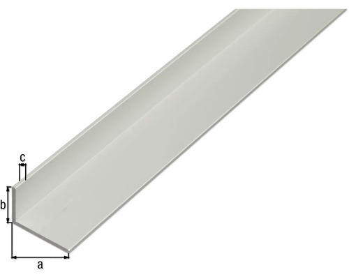 Úhelníkový profil s rozměry a, b, c.