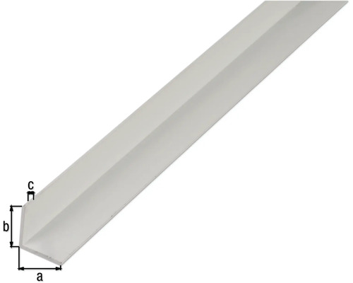 Plastová rohová lišta s rozměry a, b a c