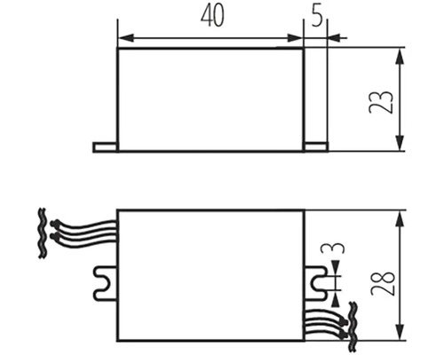 Technický výkres elektronického zařízení s rozměry
