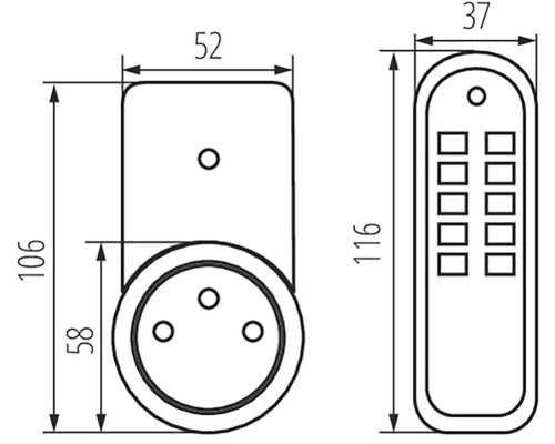 Technický výkres rádiového přijímače a ručního vysílače s rozměry