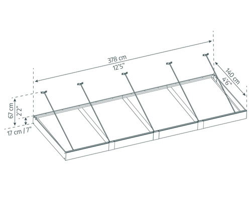 Technický výkres střešního systému s rozměry