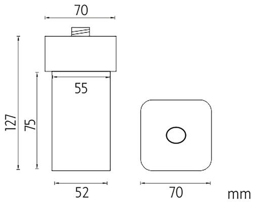 Technický nákres nohy nábytku s rozměry v milimetrech