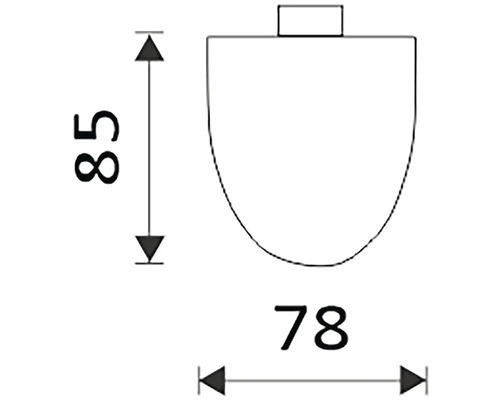 Technický nákres toalety s rozměry 85 milimetrů výšky a 78 milimetrů šířky.