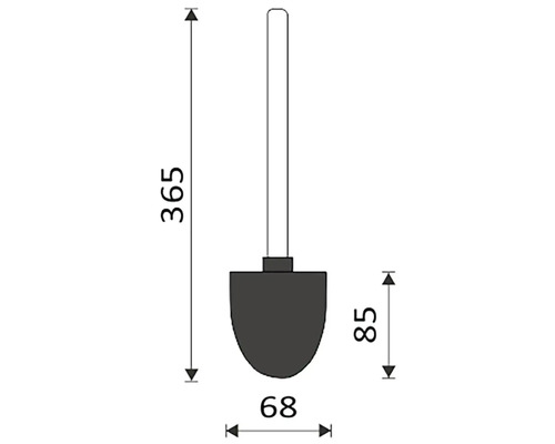 Technický nákres lopaty o rozměrech 365 mm délka, 68 mm šířka a 85 mm výška.