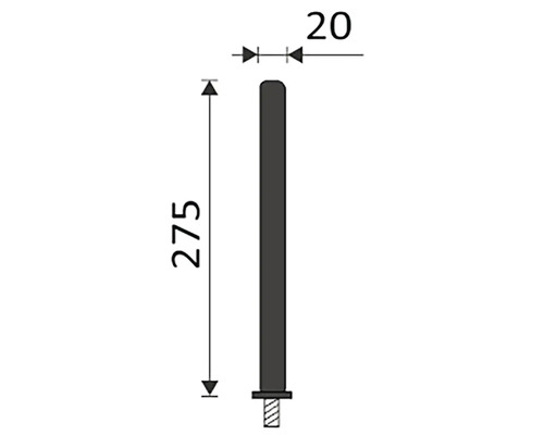 Technický výkres sloupku o rozměrech 275 x 20 milimetrů