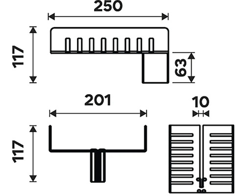 Technický nákres koupelnového radiátoru s rozměry