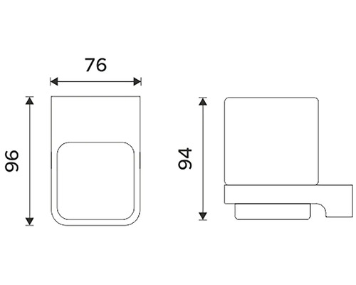 Technický výkres koupelnového příslušenství s rozměry