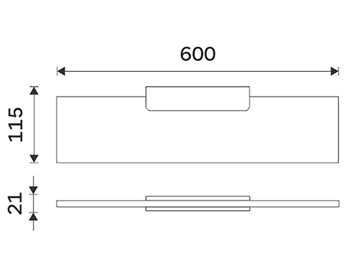 Technický výkres nábytkové úchytky s rozměry