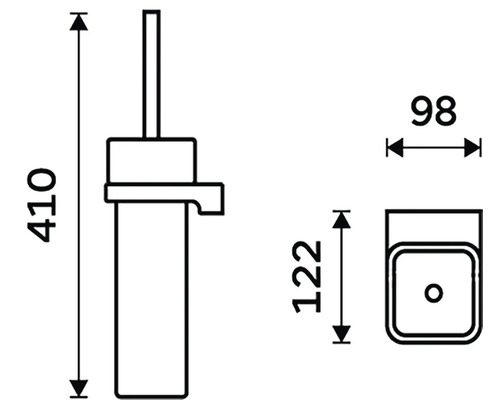 Technický výkres WC soupravy s rozměry.