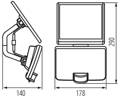 Technický výkres držáku s rozměry 140, 178 a 290