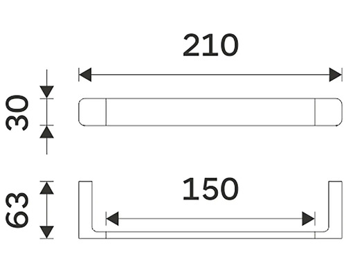 Technický výkres s rozměry: 210, 30 a 63.