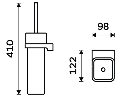 Technický výkres držáku WC štětky s rozměry