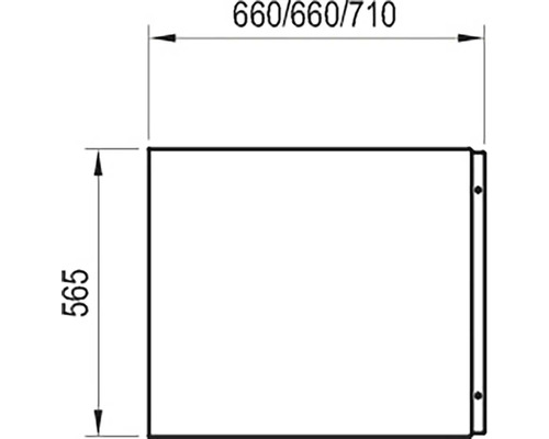 Technický výkres skříně o rozměrech 660, 660 nebo 710 x 565