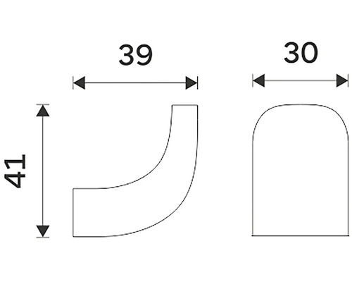Technický nákres trubkového kolena s rozměry