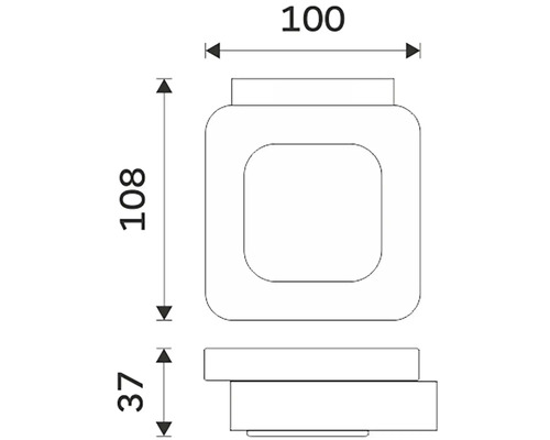 Technický výkres nábytkového knoflíku s rozměry 100, 108 a 37 milimetrů