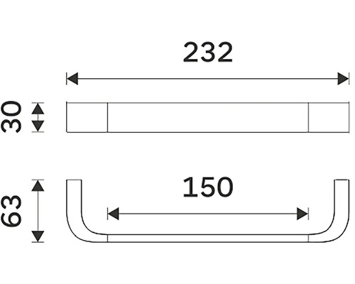 Technický nákres držáku na ručníky s rozměry