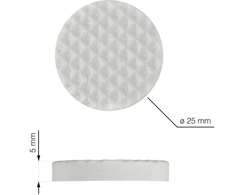 Kulatý brusný rouno-kotouč o průměru 25 mm a tloušťce 5 mm.