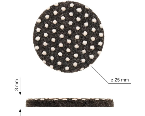 Filcové kluzáky, průměr 25 mm, tloušťka 3 mm