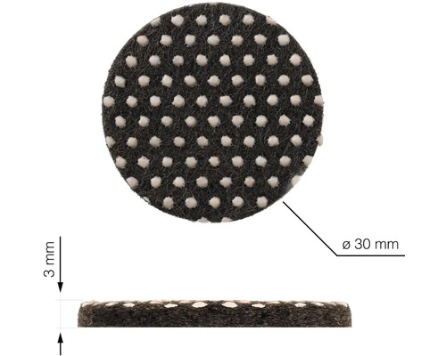 Kulatý kluzák z plsti, průměr 30 mm, tloušťka 3 mm