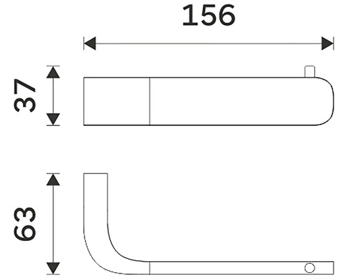 Technický výkres kliky dveří s rozměry