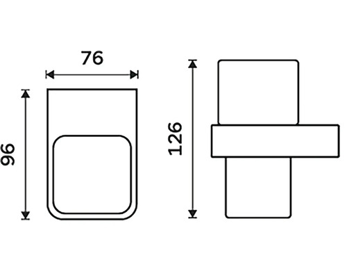 Technický výkres držáku toaletní štětky s rozměry.