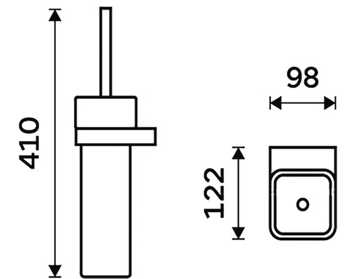 Technický nákres WC štětky s rozměry