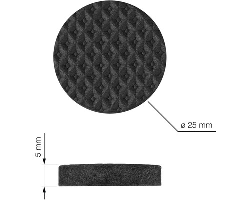 Kulaté protiskluzové podložky o průměru 25 mm a tloušťce 5 mm
