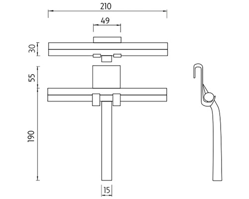 Technický výkres okenní olivy s rozměry