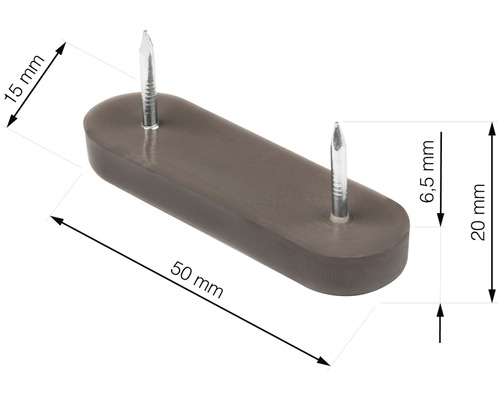 Klouzač s hřebíkem z plastu, délka 50 milimetrů