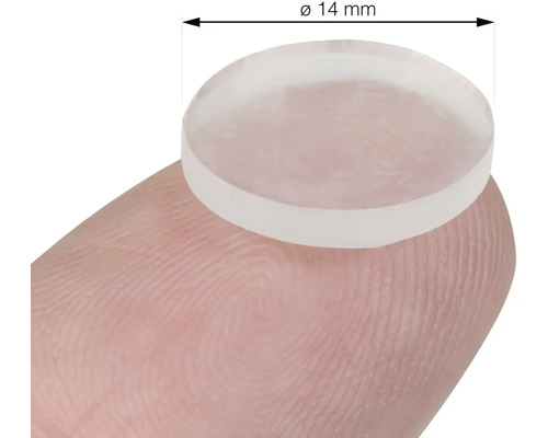 Průhledný kluzák na nábytek, průměr 14 mm, na prstu