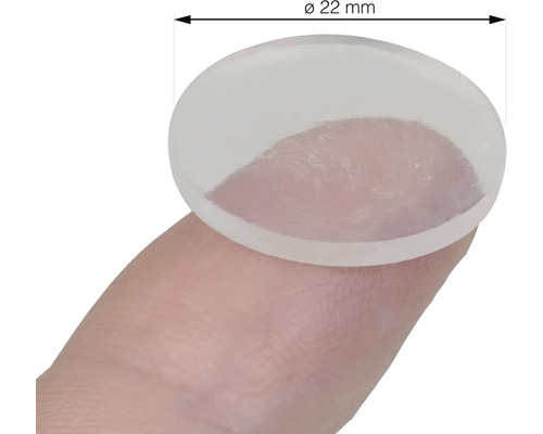 Kulatý kluzák na nábytek o průměru 22 milimetrů na prstu