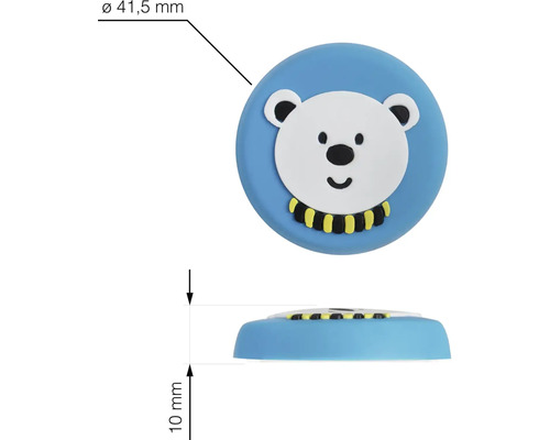 Nábytkový knoflík s motivem medvěda, průměr 41,5 mm, výška 10 mm