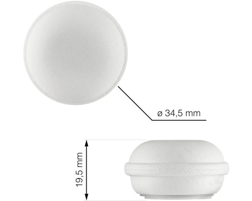 Obrázek kulatého nábytkového knoflíku o průměru 34,5 mm a výšce 19,5 mm.