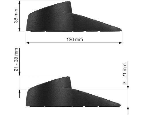Obrázek dveřního zarážky s uvedením rozměrů