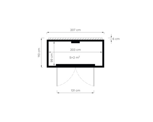 Půdorys zahradního domku s rozměry