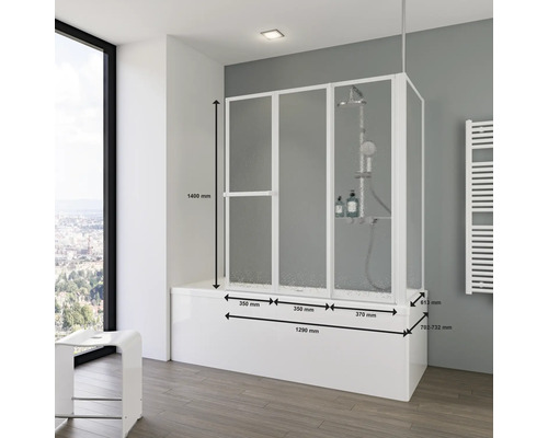 Sprchová zástěna s rozměry pro vanu