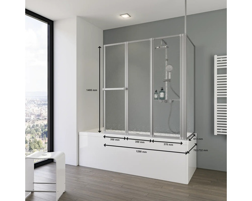 Vanová zástěna s rozměry v koupelně