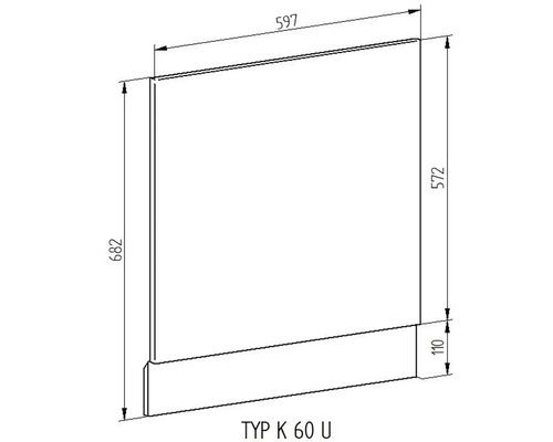 Technický nákres sprchové stěny s rozměry