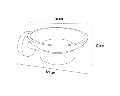 Technický nákres misky na mýdlo s rozměry.