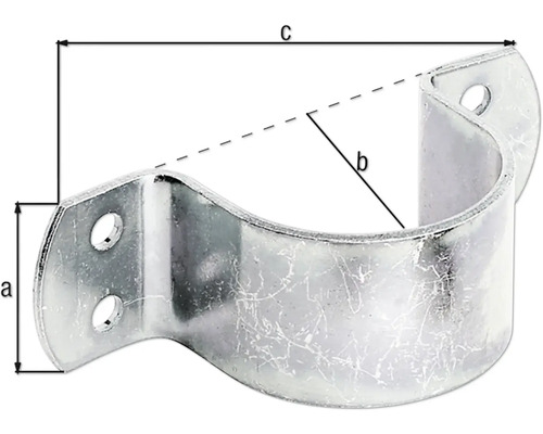 Objímka na trubku s rozměry a, b a c