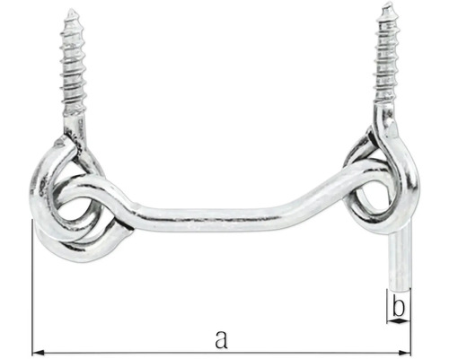 Drátěný hák s okem a šrouby pro určení velikosti