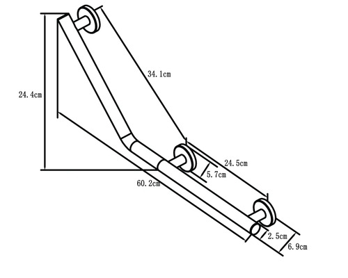 Technický výkres madla s rozměry