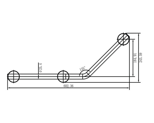 Technický výkres madla s rozměry