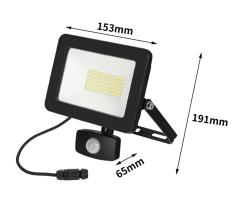 LED reflektor s pohybovým senzorem a rozměry