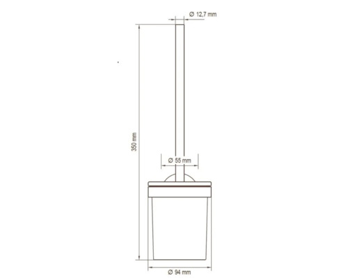 Technický výkres toaletní štětky s rozměry