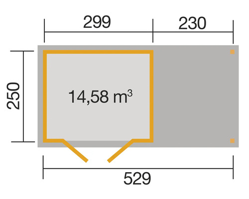 Půdorys zahradního domku s rozměry