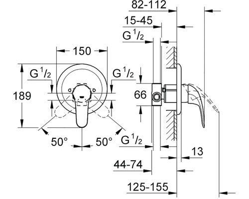 Technický výkres armatury s rozměry