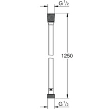 Technický nákres sprchové hadice o délce 1250 mm a připojení G 1 1/2.