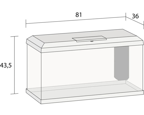 Akvárium s rozměry 81 x 36 x 43,5 cm