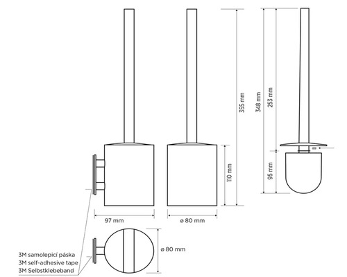 Technický výkres WC sady s rozměry